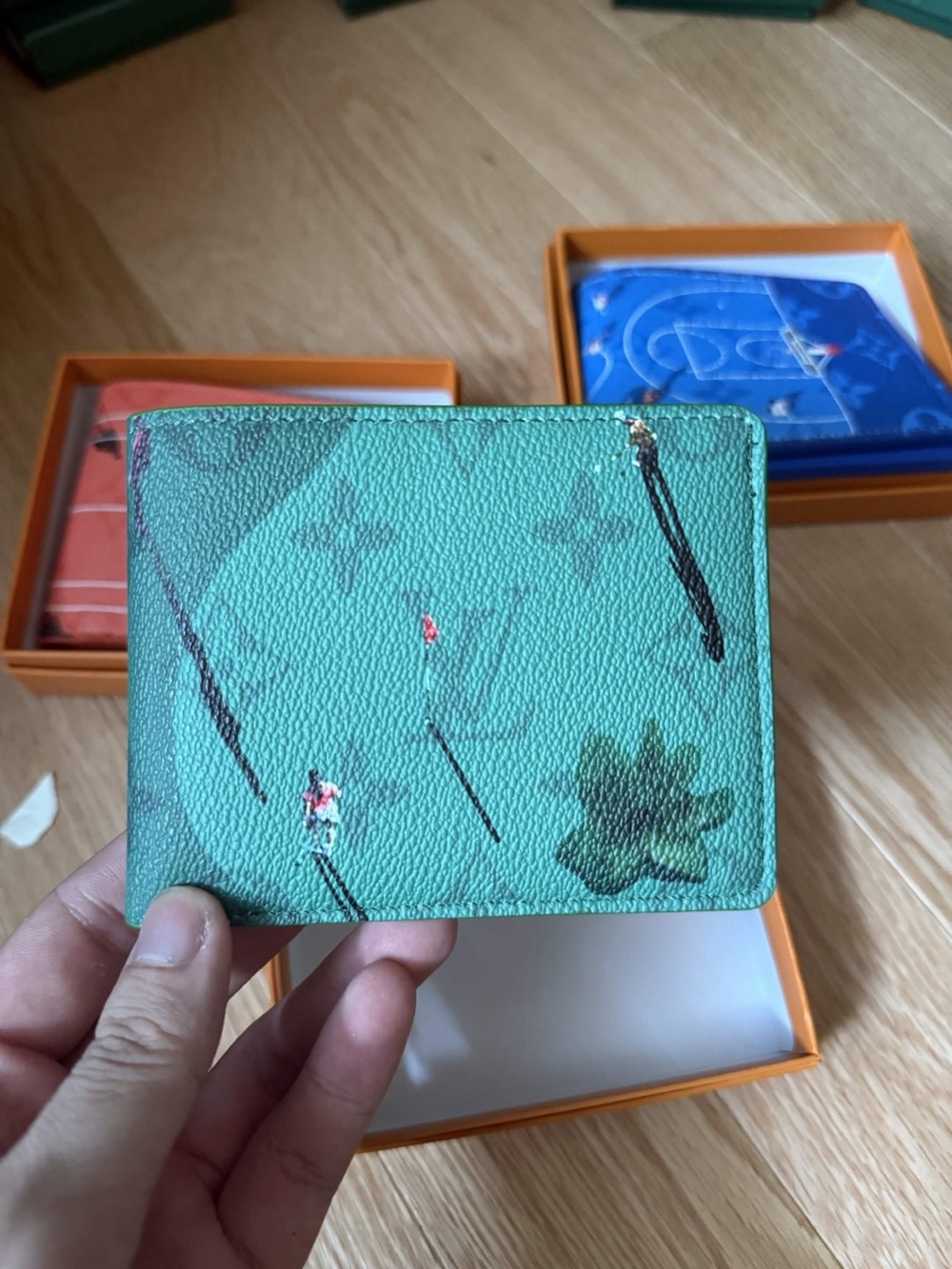 Green Louis Vuitton Activity Monogram Card Wallet